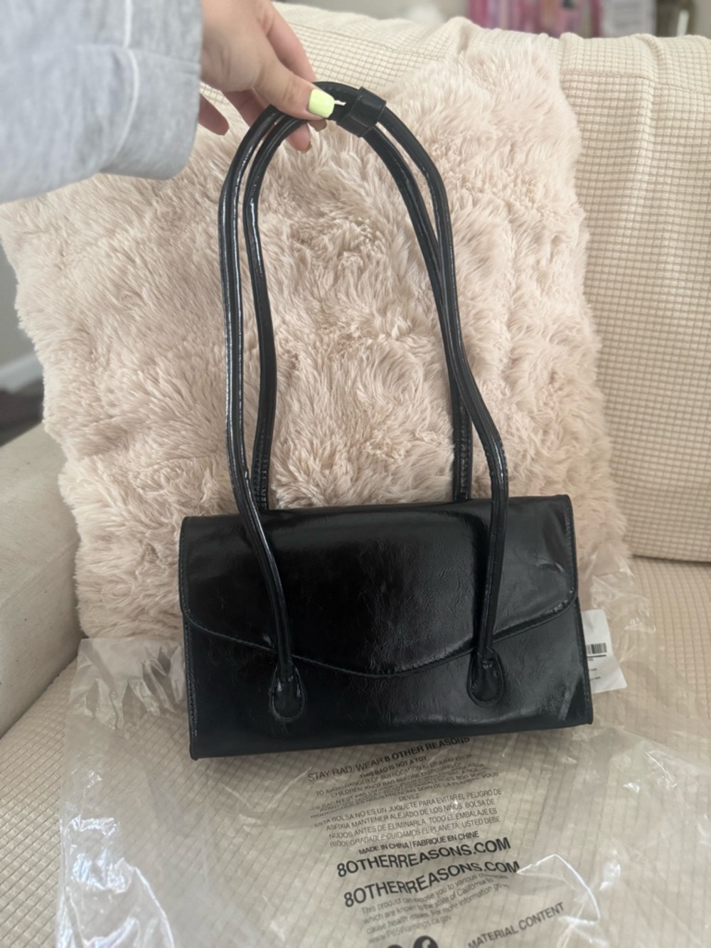 Revolve 8 other reasons Black Shoulder Bag Classic Women’s Distressed Handbag